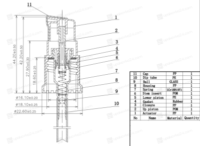 Дозатор 18/410 белый с клипсой CR01-18/410TEW (3059)  (длина трубки 80 мм)